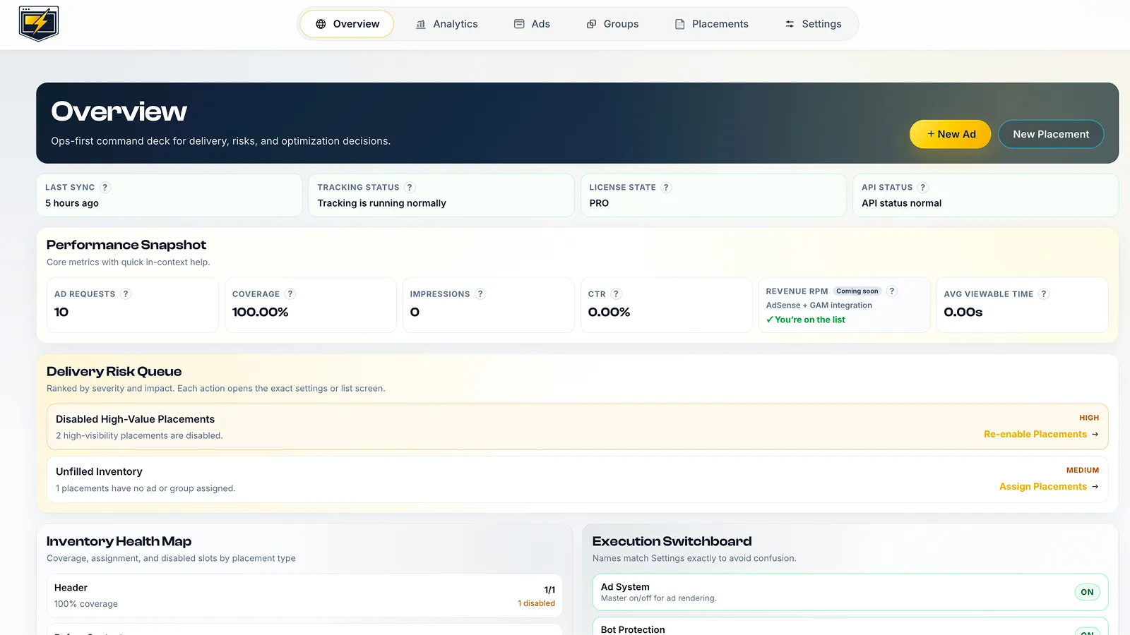 WordPress Publishers Deserve Better Ad Infrastructure — dark aesthetic showing clean connection between content nodes and monetization layers.